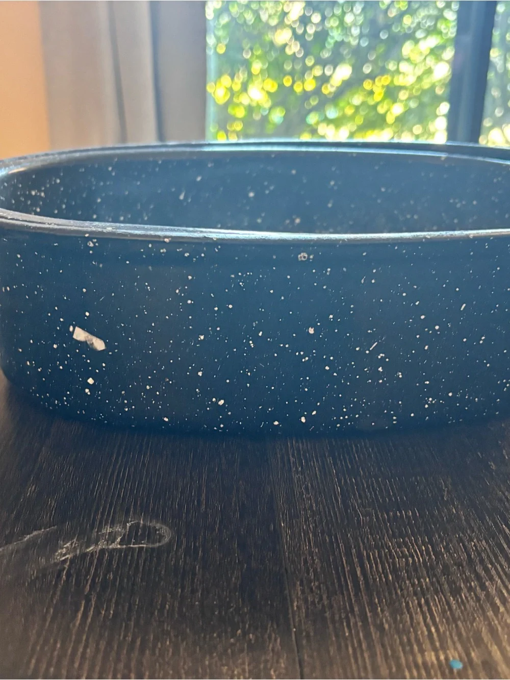 Speckled Dark Blue Covered Roaster - Enamel Bakeware